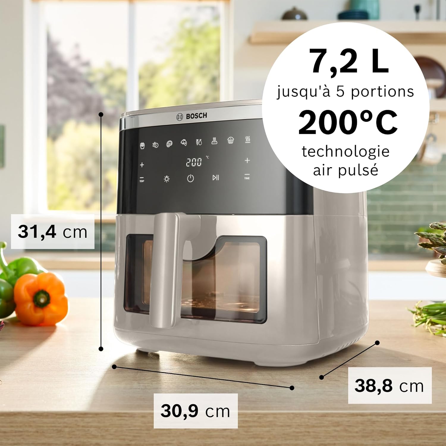 Friteuse air chaud XXL 7,2 L 7 programmes vitre éclairée