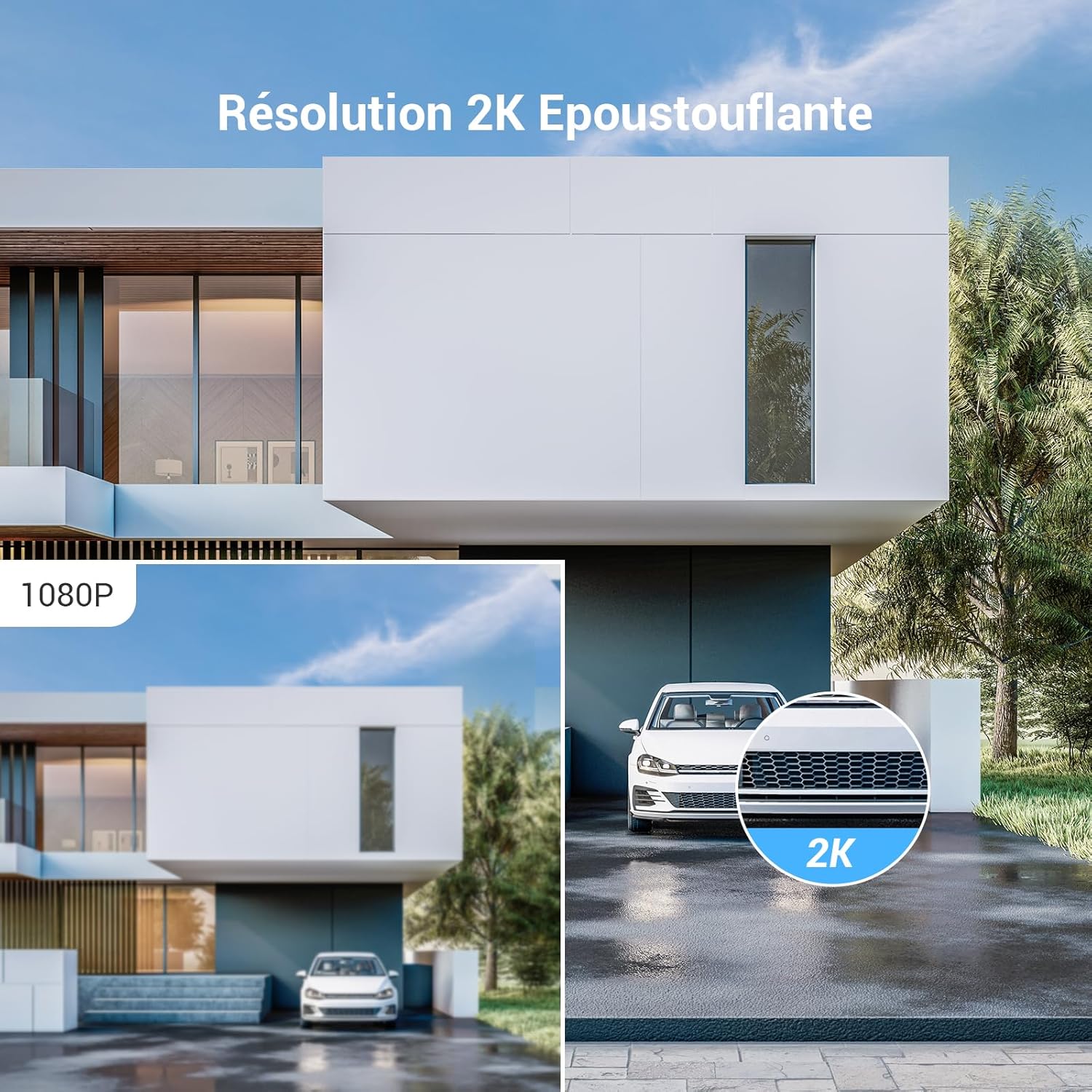 Talkie walkie vidéo 2K écran 7 pouces détection présence vision nocturne étanche WiFi