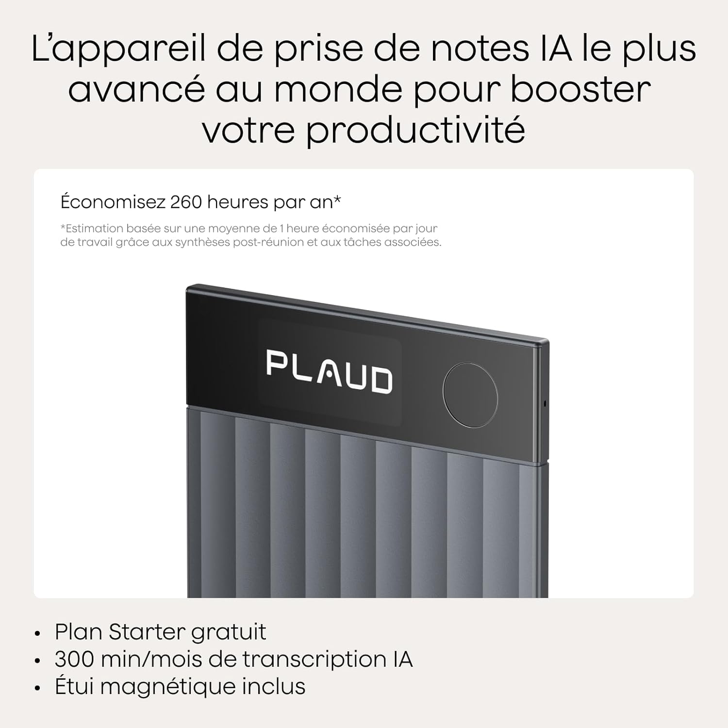 Enregistreur vocal IA transcription résumé 50 h multimodal