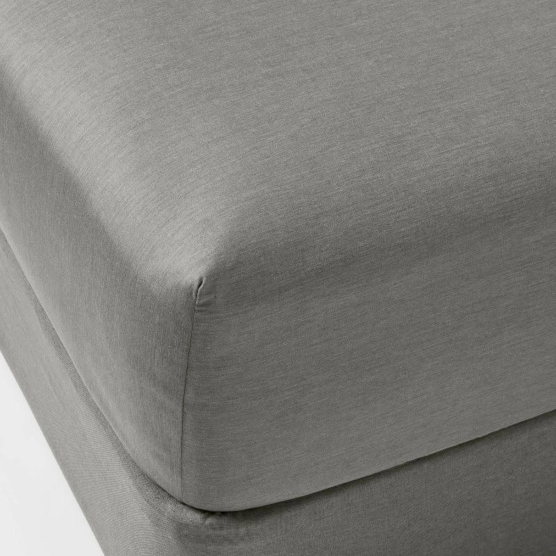 Full Cotton Blend Sateen Fitted Sheet Gray - Room Essentials