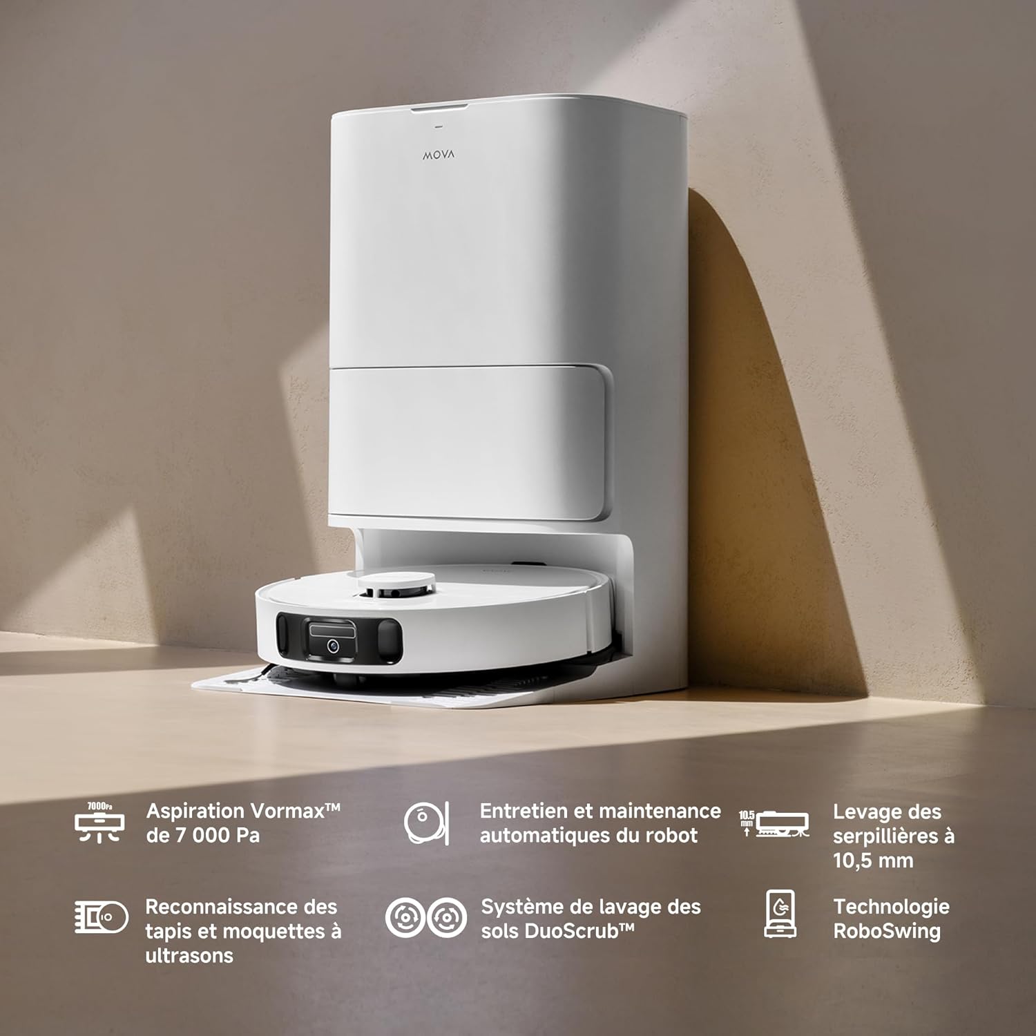 Robot aspirateur laveur E30 Ultra vidage automatique nettoyage serpillières levage 105 mm 7000Pa