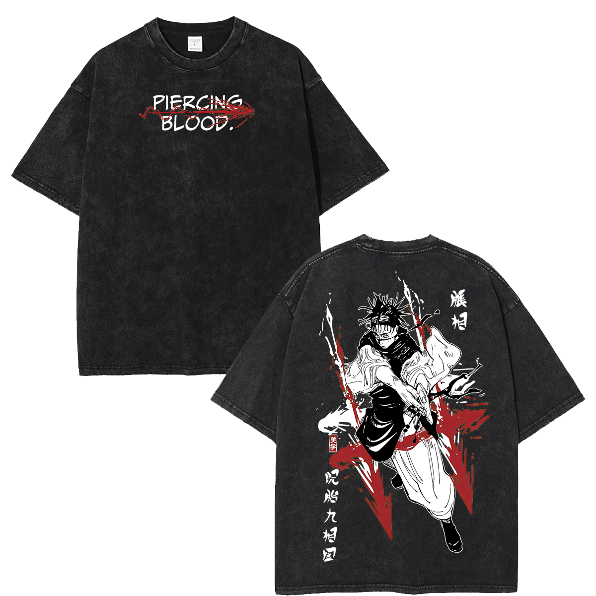 Choso Piercing Blood Jujutsu Kaisen Anime Washed Streetwear Shirt Graphic Oversized Vintage Tee