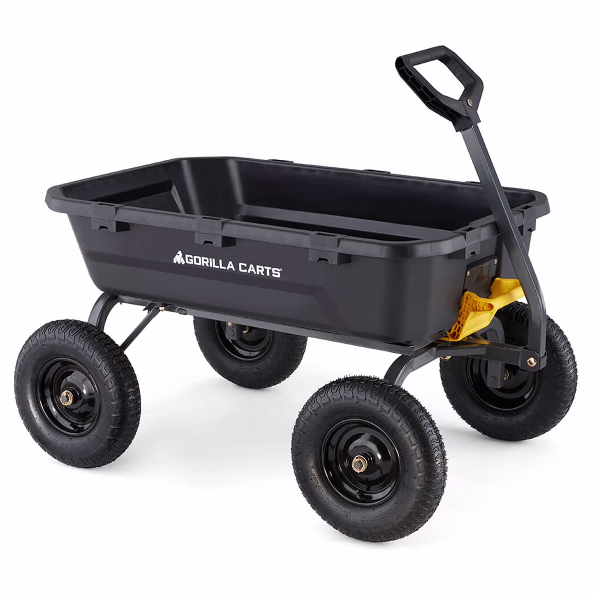 Gorilla Carts 12 cu ft Poly Yard Dump Cart with Quick - Release, 1600 lb Capacity, Black