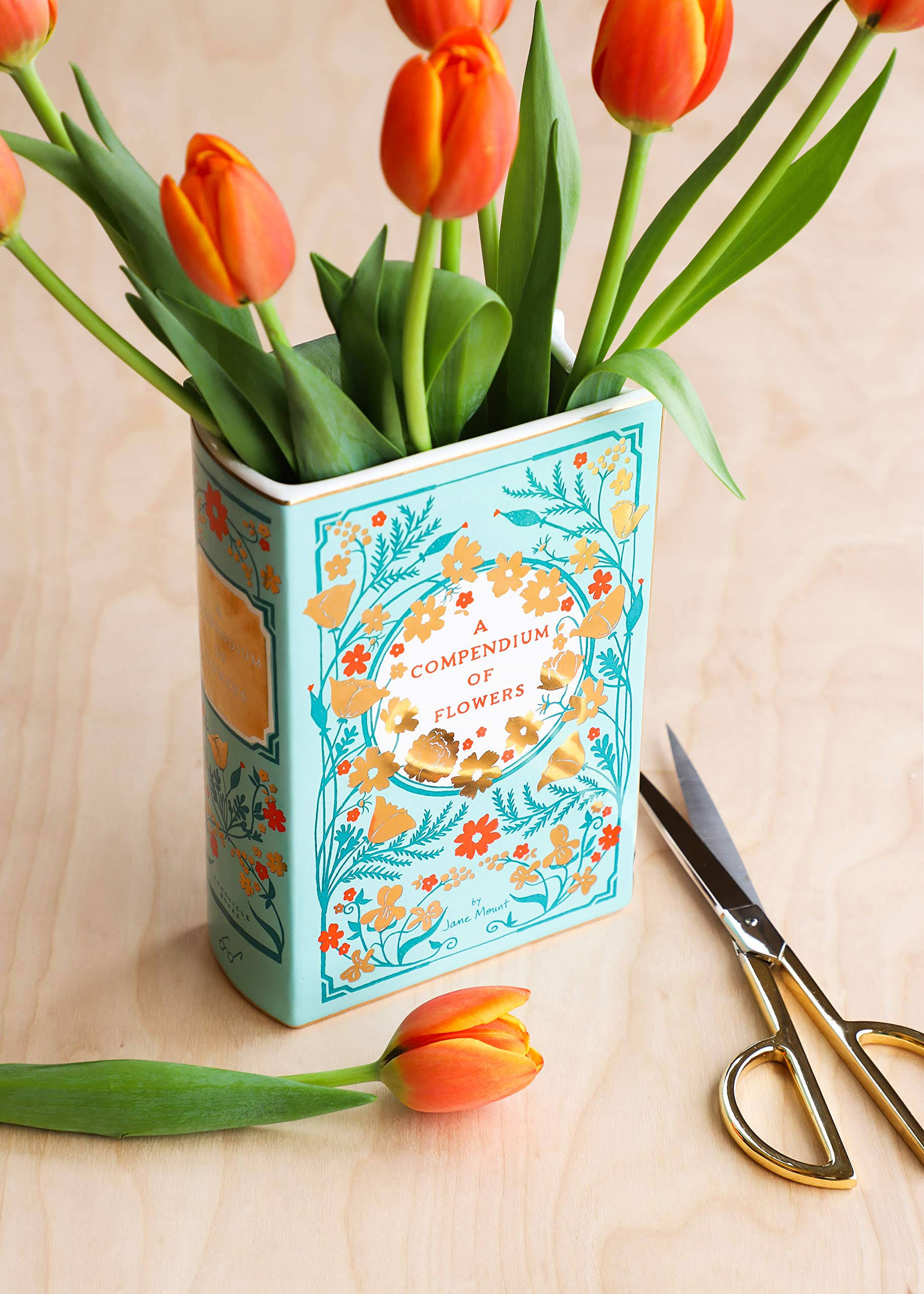 Bibliophile Ceramic Vase: A Compendium of Flowers [Book]