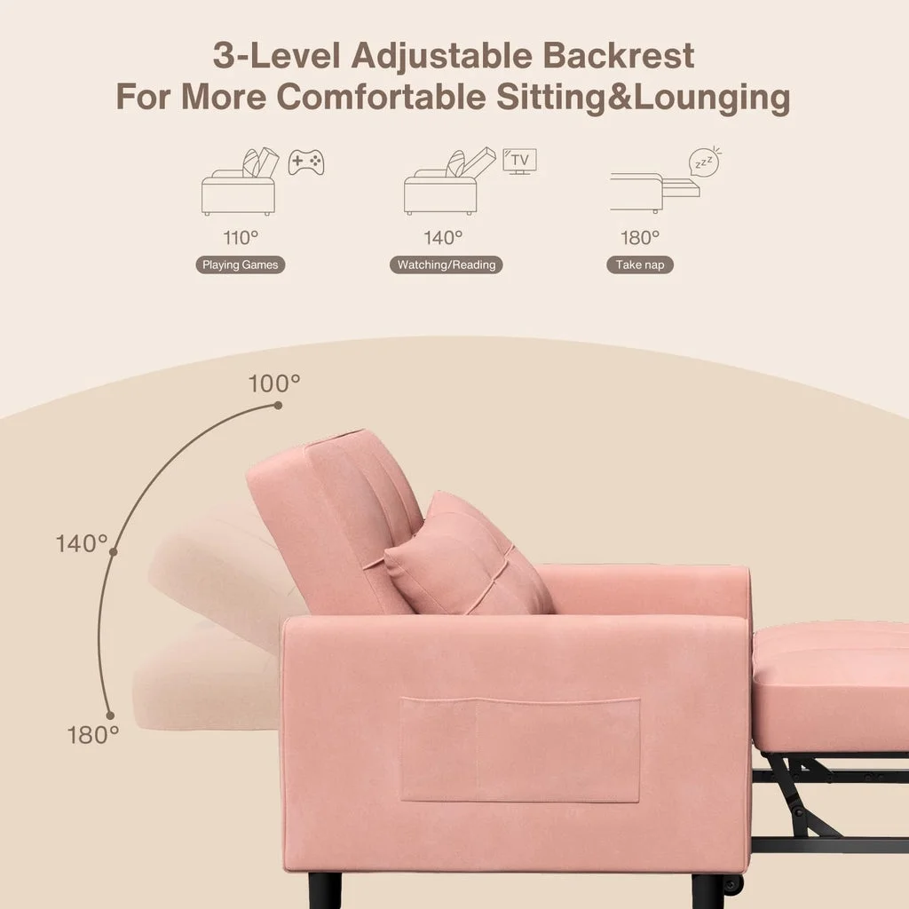 Convertible Sleeper Chair, Aiho 3 - in - 1 Convertible Sofa Bed Recliner Chair with Pull Out Couch - Dark Gray