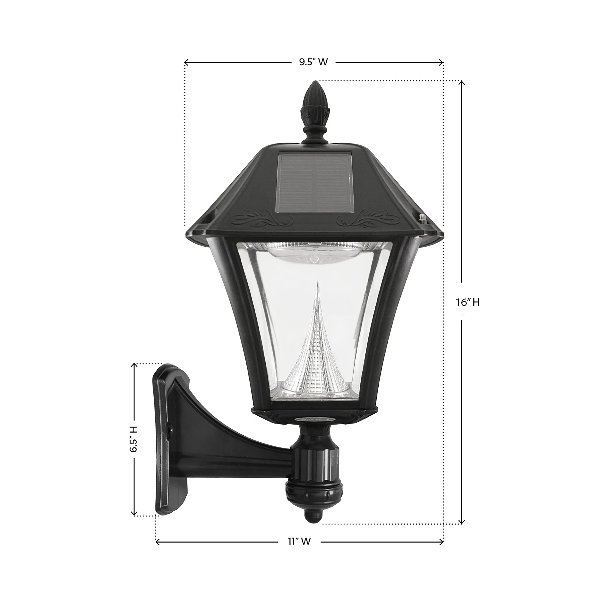 Gama Sonic Baytown II Solar Light in Bright White - Wall/Pier/ 3 in Fitter Mounts - Black Finish
