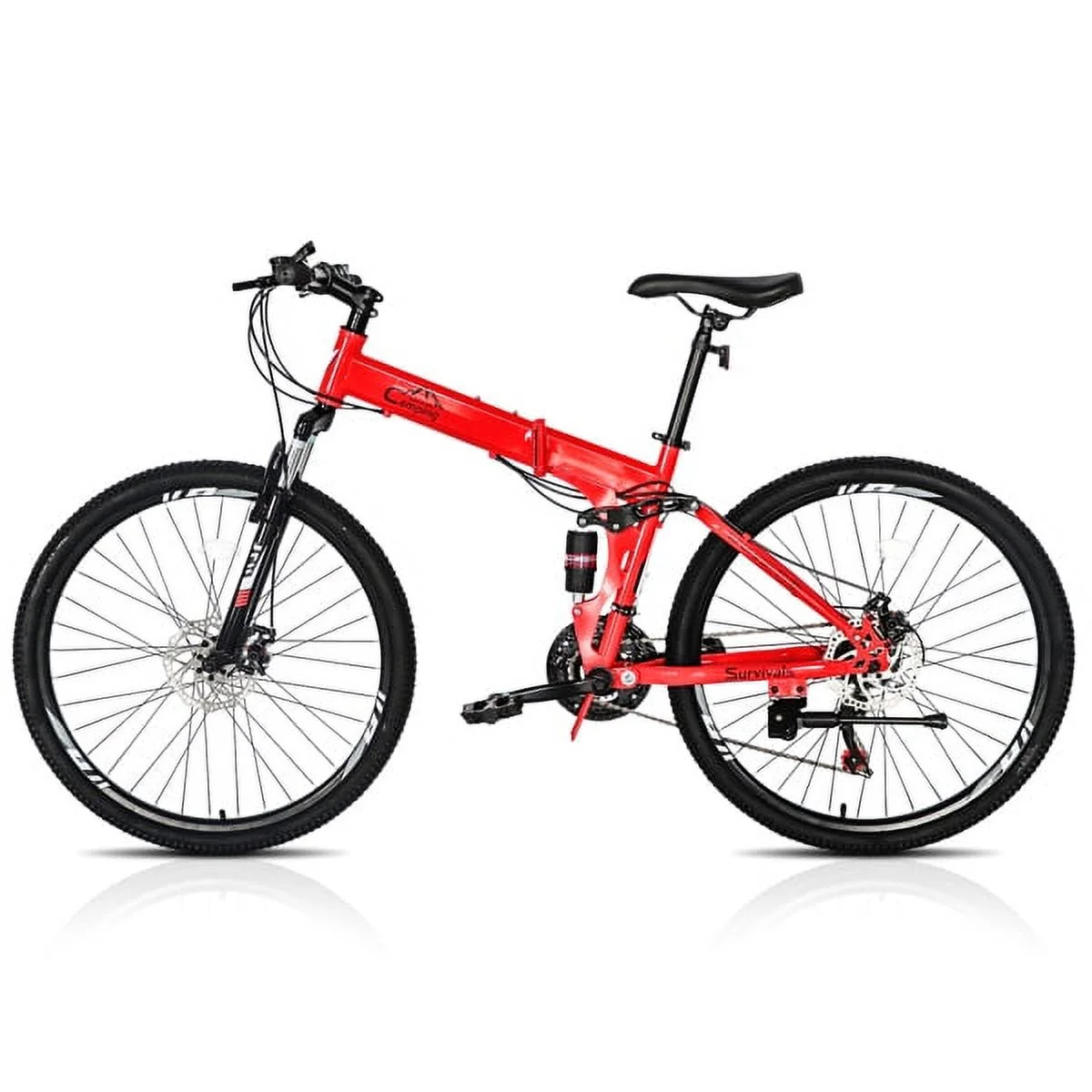 Ambifirner 26 in Folding Mountain Bike Under 250$ Men Mountain Bike 21 Speed, High Carbon Steel, Disc Brake Folding Bikes for Adults/Men/Women Red
