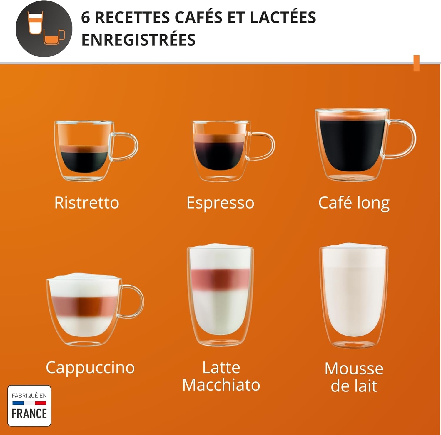 Machine café grains expresso automatique 6 boissons carafe lait interface tactile
