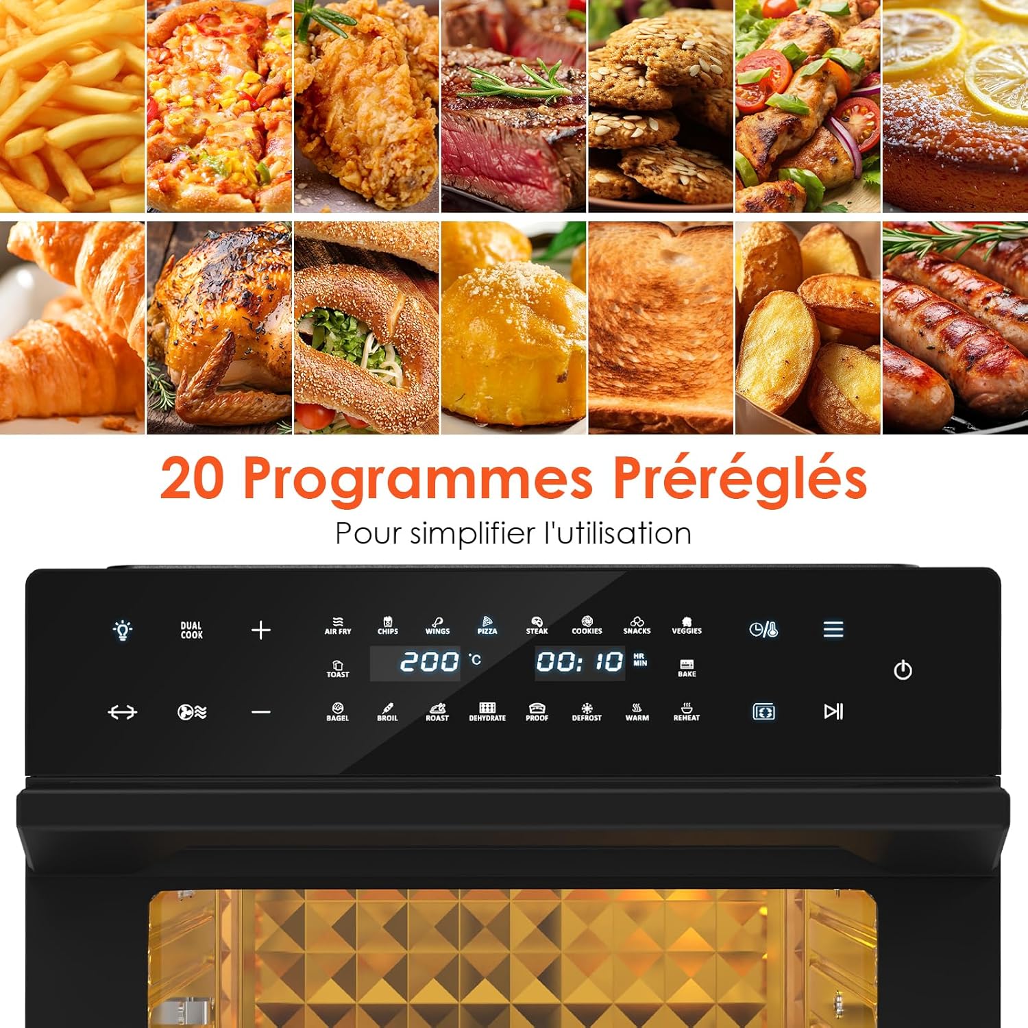 Friteuse sans huile 30 L rôtissoire 20 programmes écran tactile LED