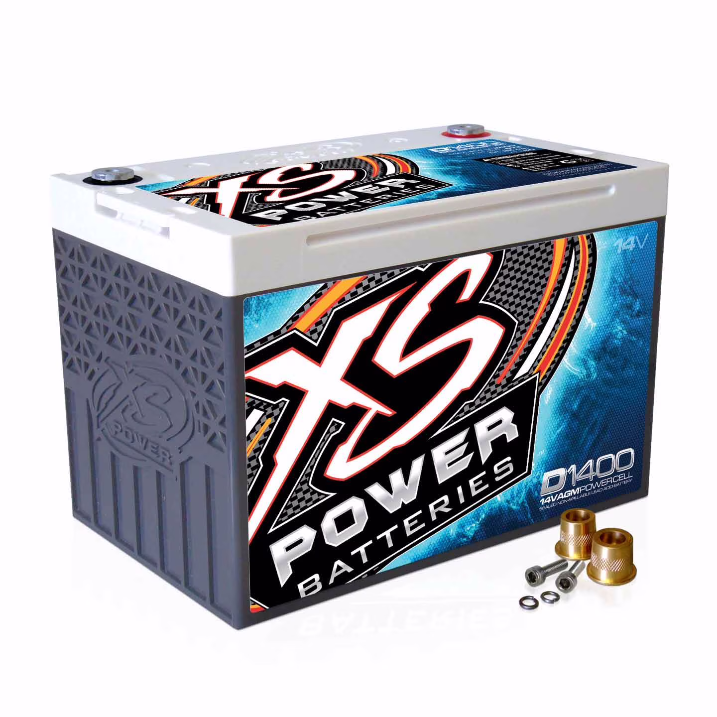 XS Power D - Series 14 Volt 2400 Amp Max Sealed AGM Automotive Car Battery | D1400