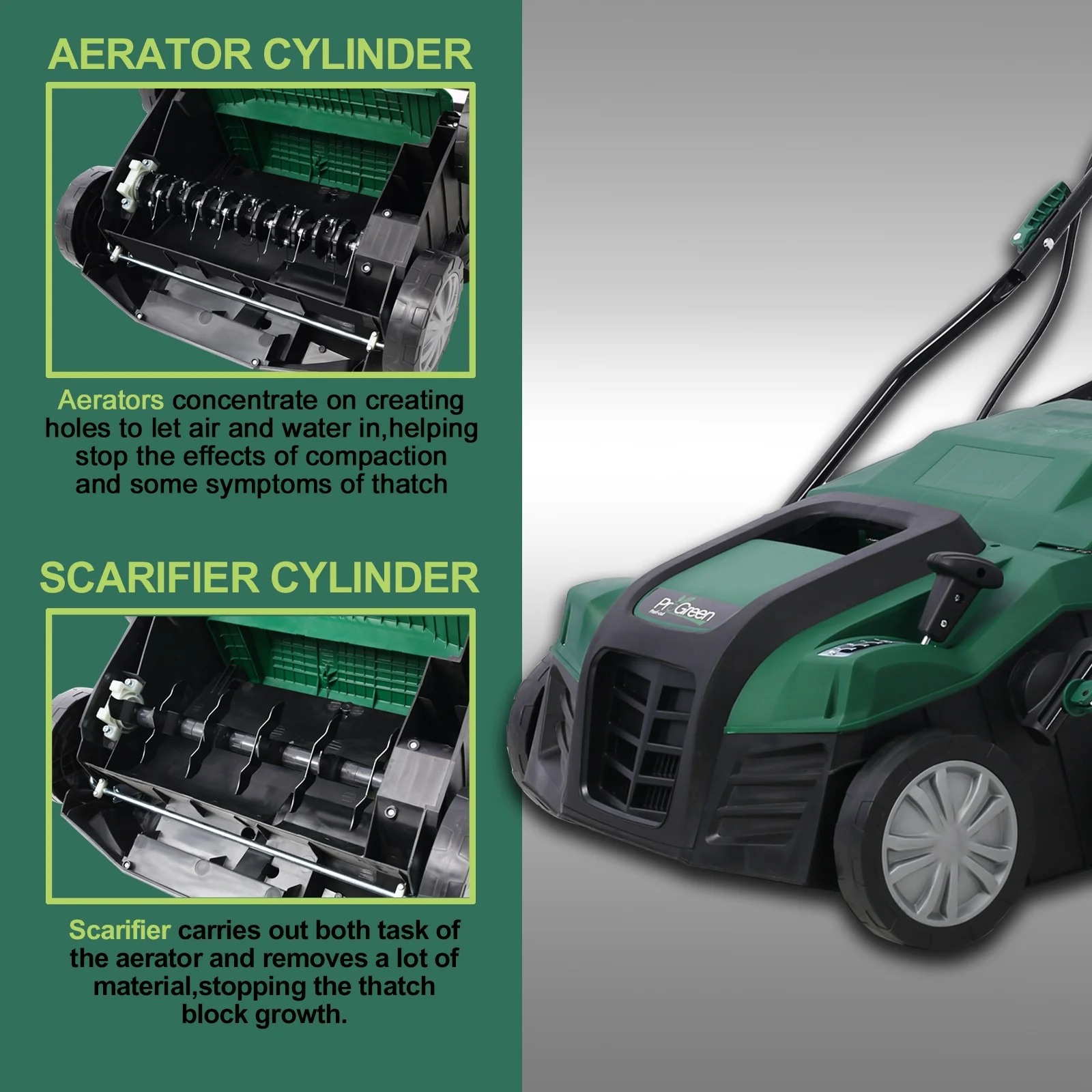 16 in Garden Scarifier, Segmart 15amp Electric Powered Walk - Behind Lawn Dethatcher with 58QT Large Collection Bag, 2 - in - 1 Walk - Behind Lawn Scarifier for Healthier, Lush Green Lawn
