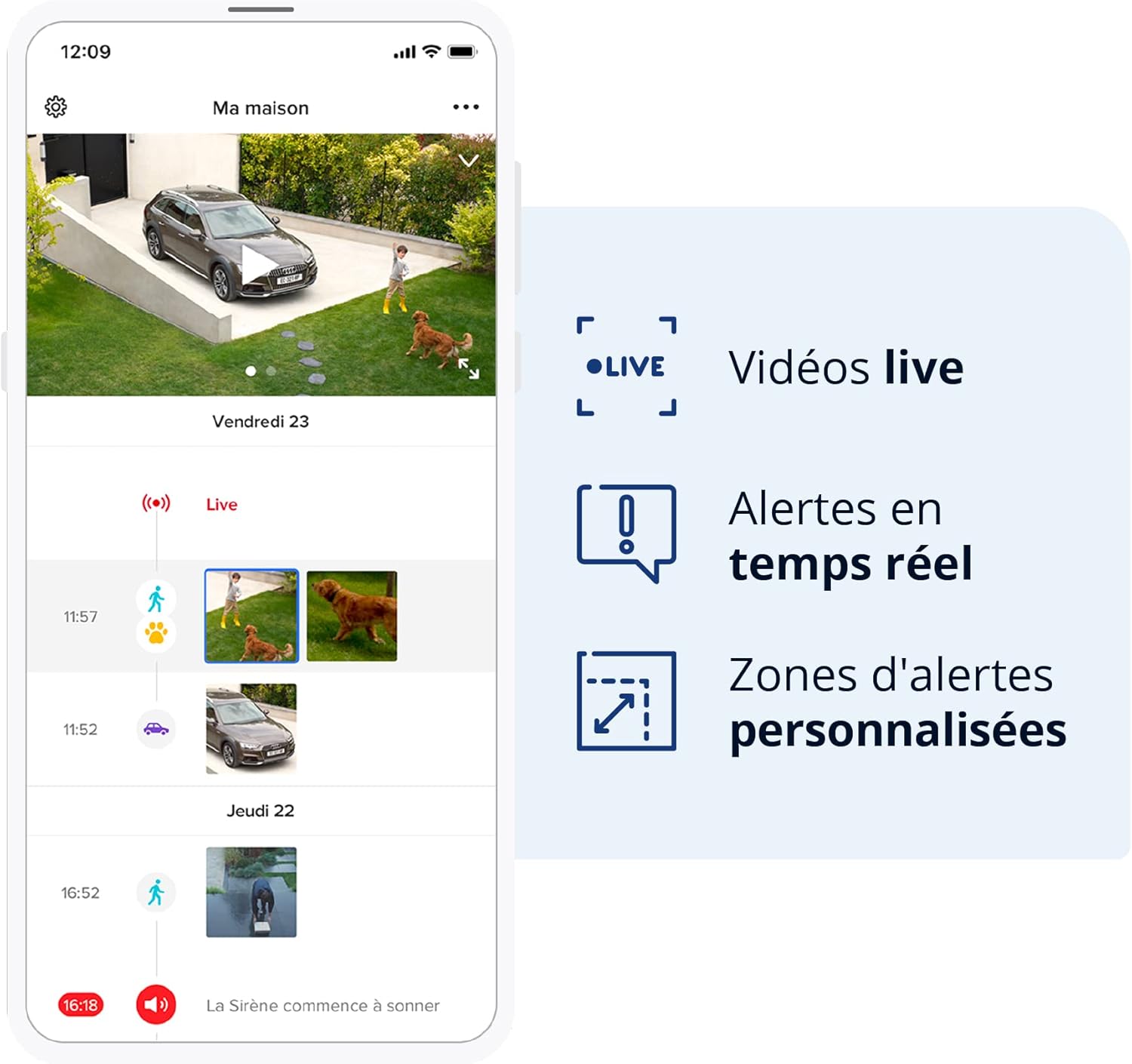Pack 2 caméras extérieures éclairage intégré détection personnes 1920p WiFi aluminium noir NBU-2-NOC-AMZ