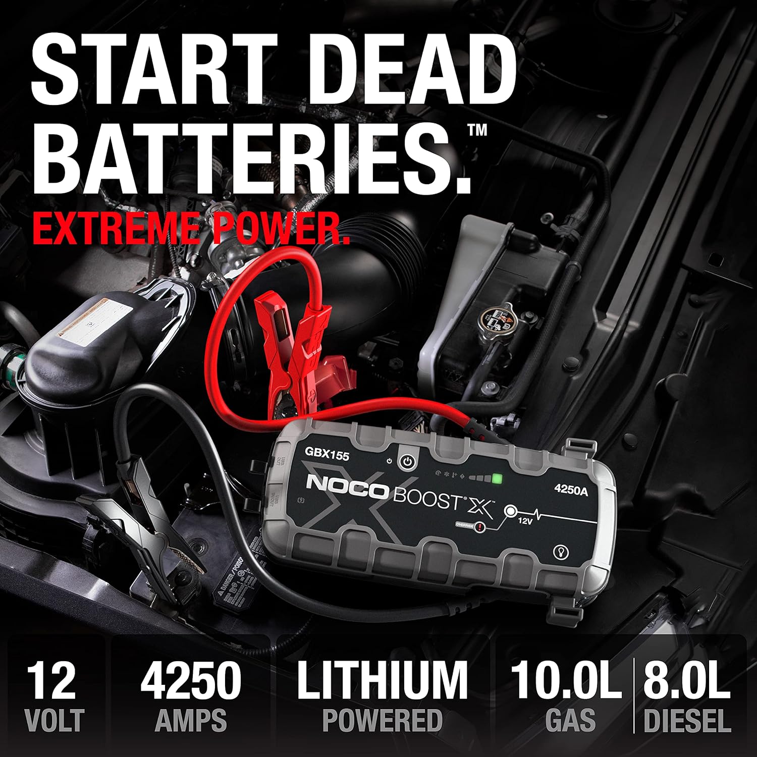 Booster batterie GBX155 4250A démarreur lithium 12V powerbank chargeur USB moteurs essence 100L diesel 80L
