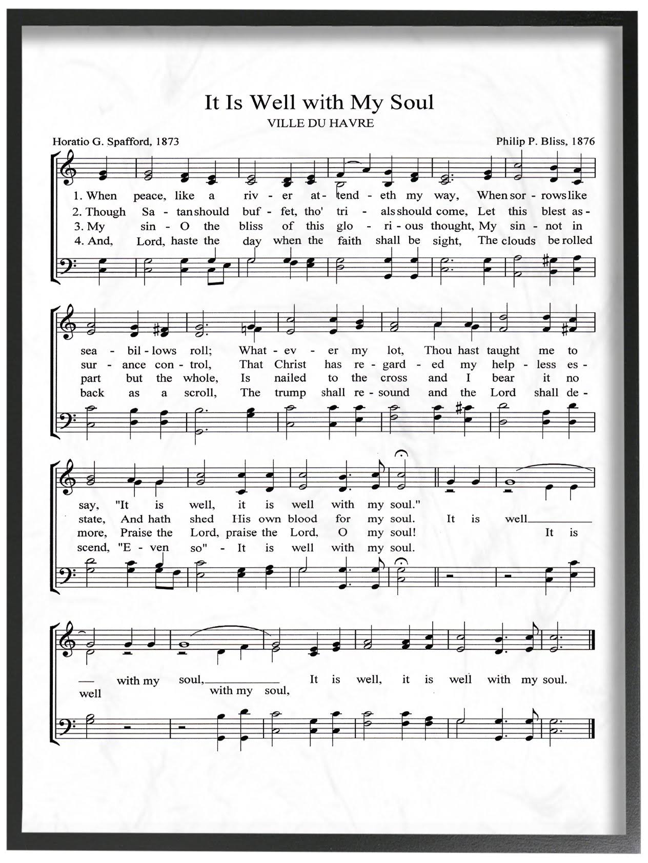 Stupell Industries It Is Well with My Soul Vintage Sheet Music Oversized Framed Giclee Texturized Art, Multi-Color