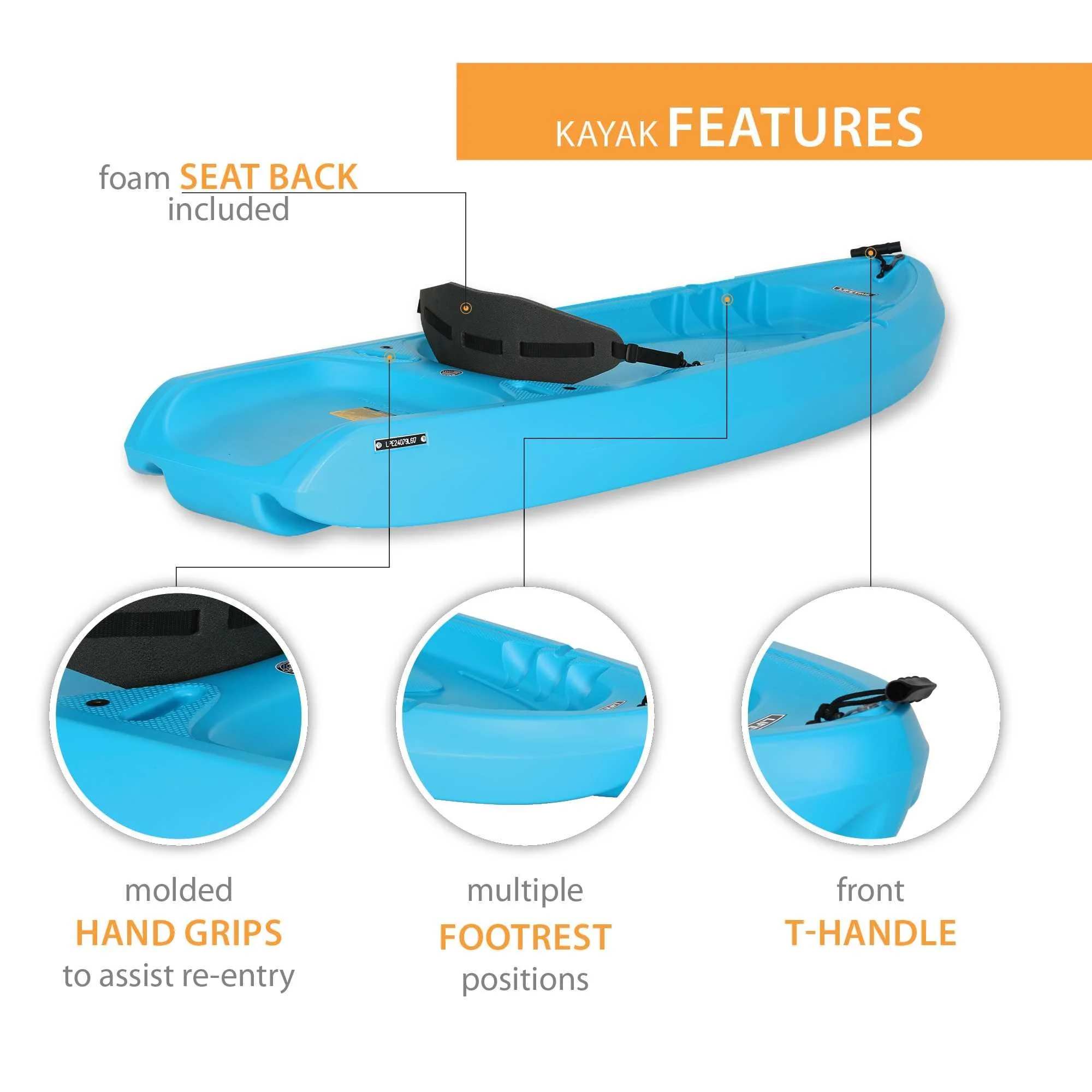 Lifetime Dash 6.5 Ft. Sit - on - Top Youth Kayak, Glacier Blue (90787)
