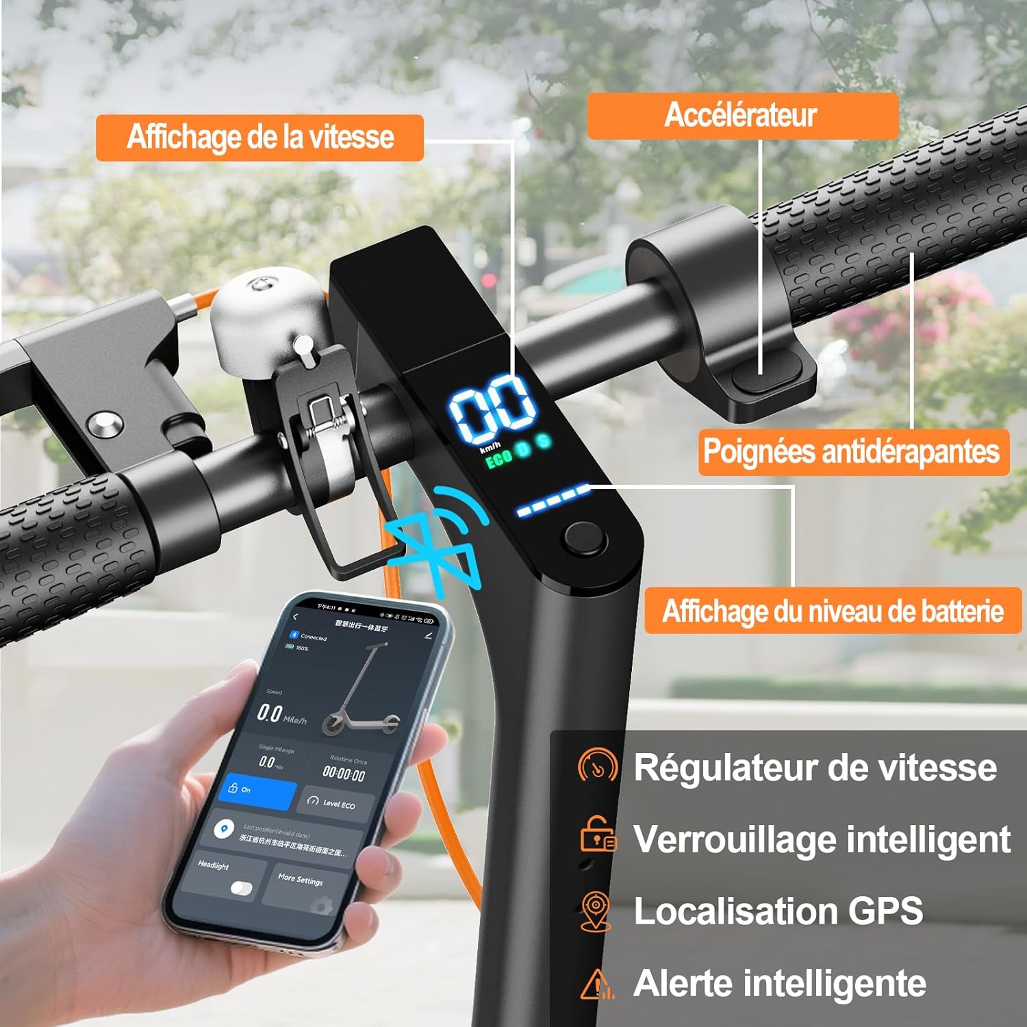Trottinette électrique adulte 350 W 25 km h autonomie 35 km pneus increvables
