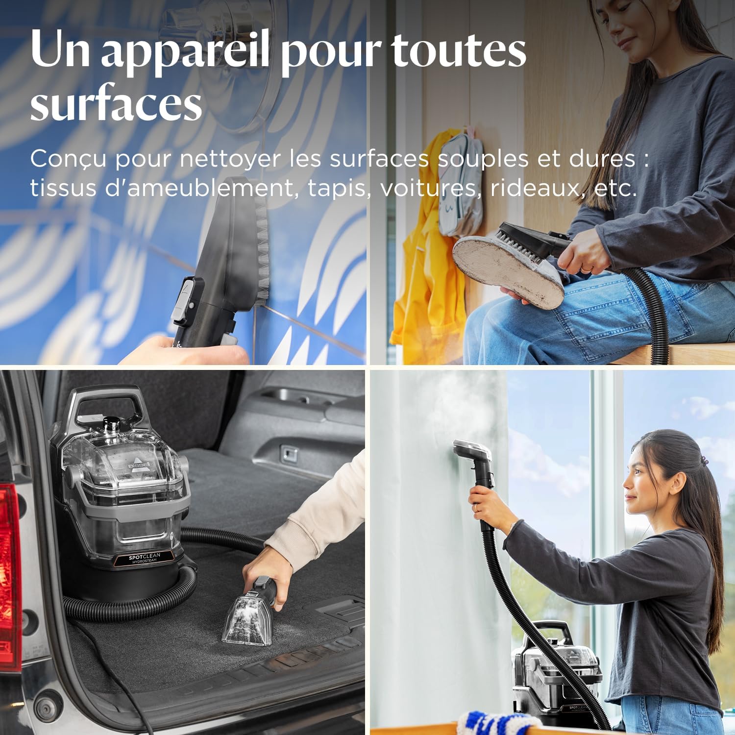 Shampouineuse canapé SpotClean HydroSteam 1000W nettoyage vapeur tapis moquettes meubles tissus voiture 3689N