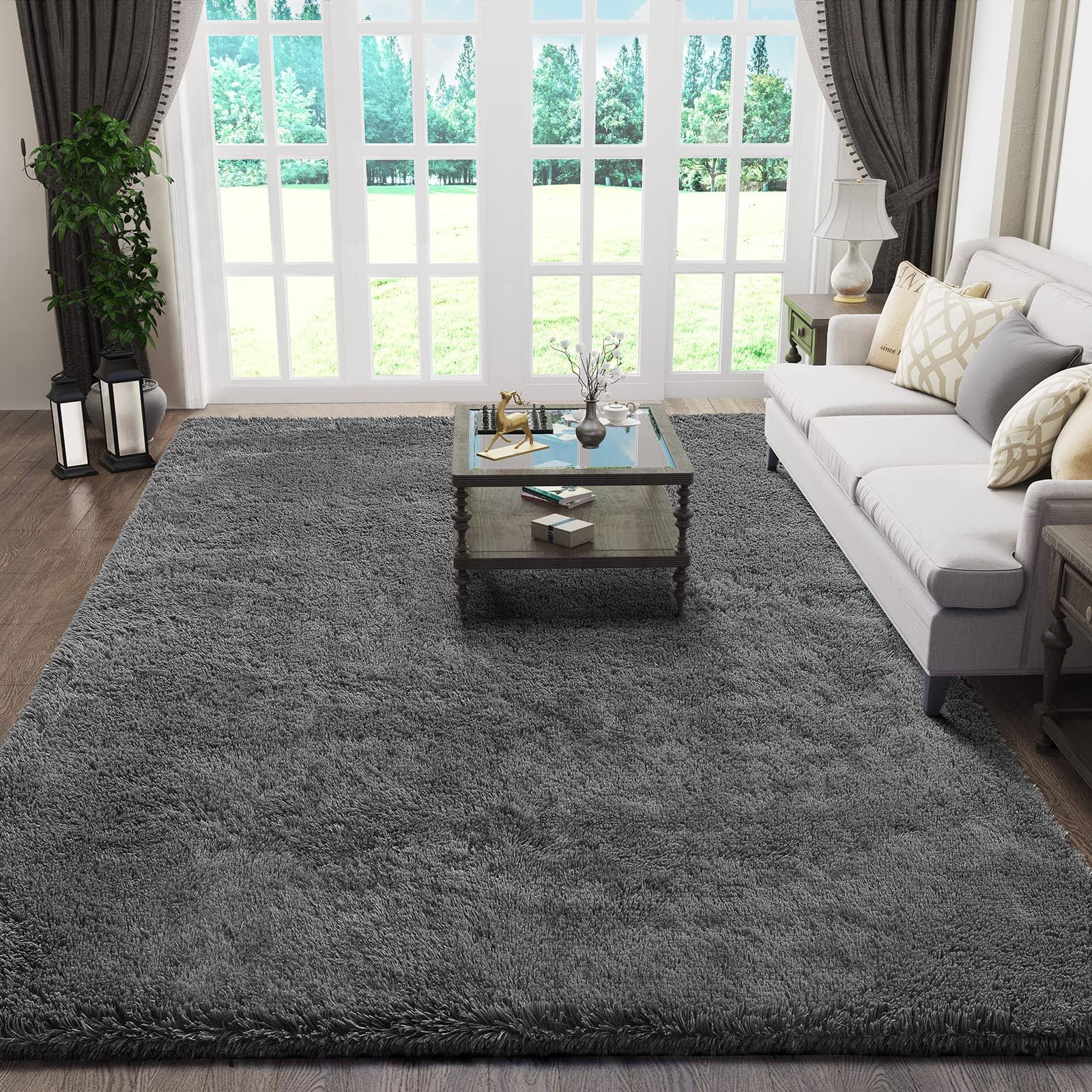 Ophanie 6x9 Area Rugs for Living Room, Large Big Grey Fluffy Shag Fuzzy Plush Soft Carpets, Floor Shaggy Rug for Bedroom, Gray Carpet for Kids Boys