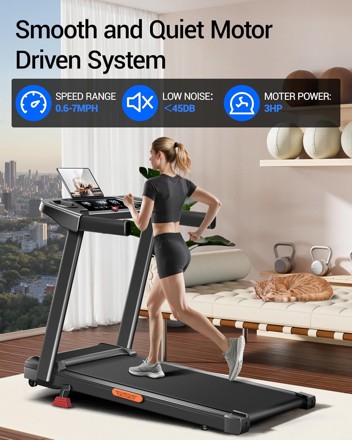 Tapis de course pliable 12 km/h électrique 12 programmes inclinaison