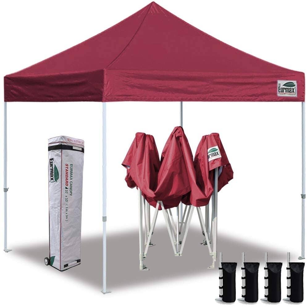 Eurmax 10'x10' EZ Pop Up Canopy Tent Commercial Instant Canopies - 10x10ft - Burgundy