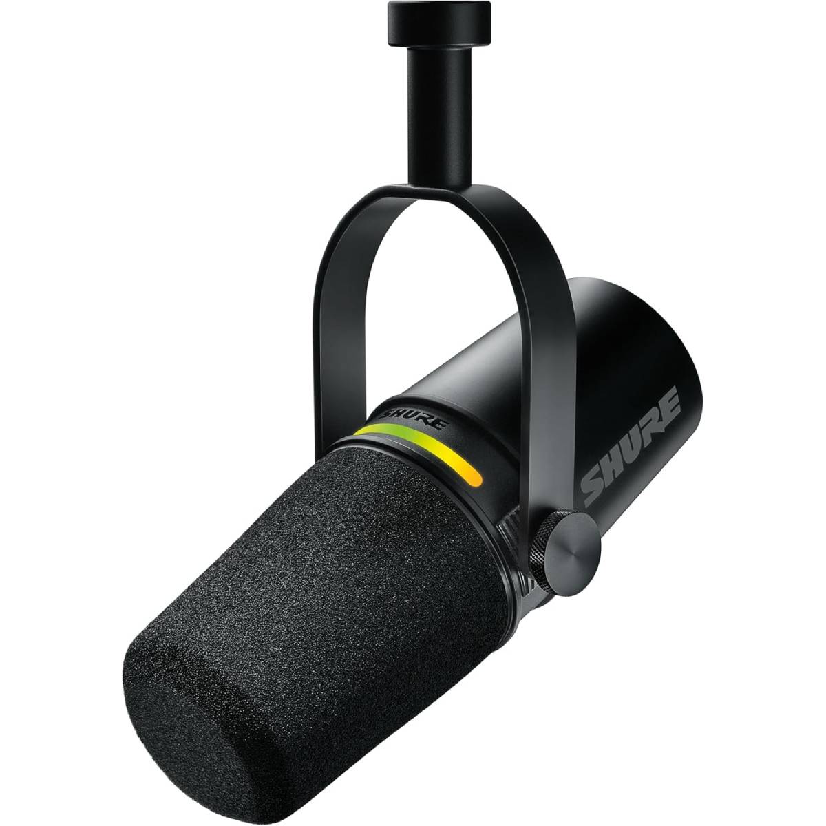 Microphone podcast USB C XLR auto level filtre anti pop réverbération