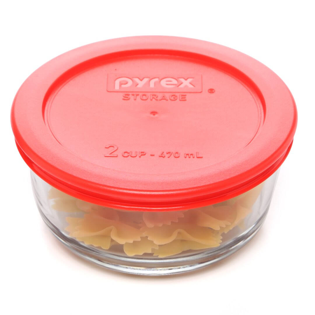 Pyrex Simply Store 6-Piece Round Set, Clear/Red
