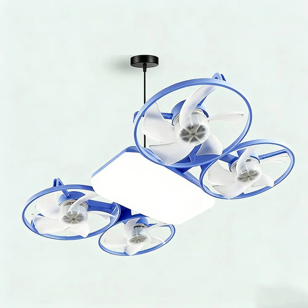💡LED Ceiling Fan Light with Remote – Drone Design, 20W, 3 Lighting Modes, E27
