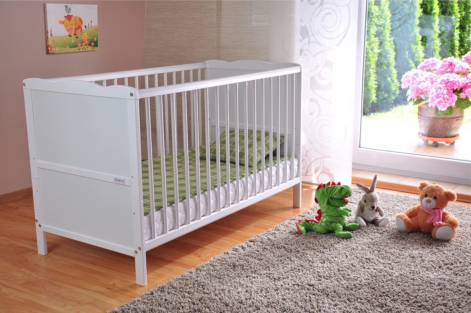 Lit bébé avec matelas mousse aloe vera barrière réglable transformable enfant