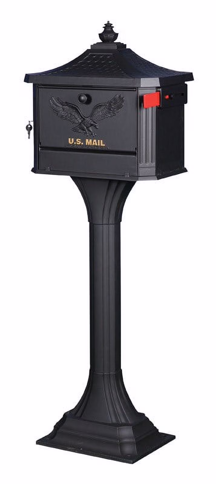 Architectural Mailboxes Pedestal Cast Aluminum, Large, Mailbox and Post Kit in Black