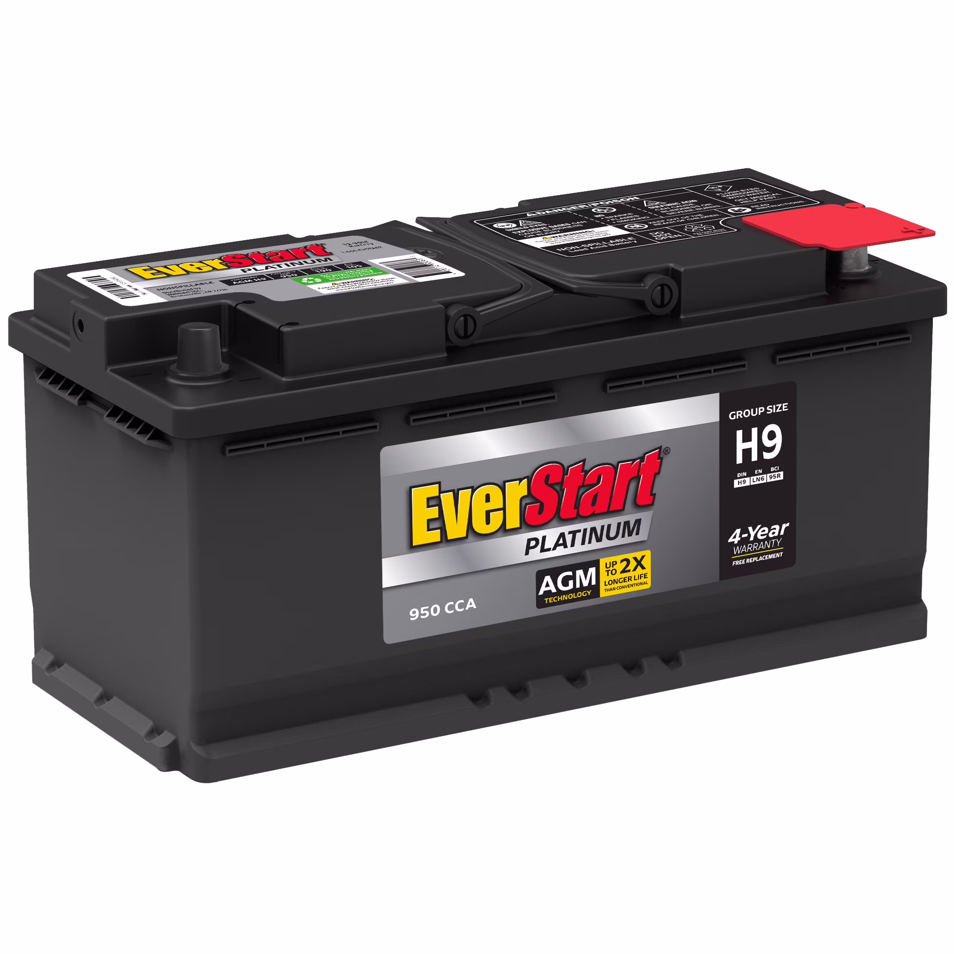 Everstart Platinum BOXED AGM Battery, Group Size H9 12 Volt, 950 CCA 105RC