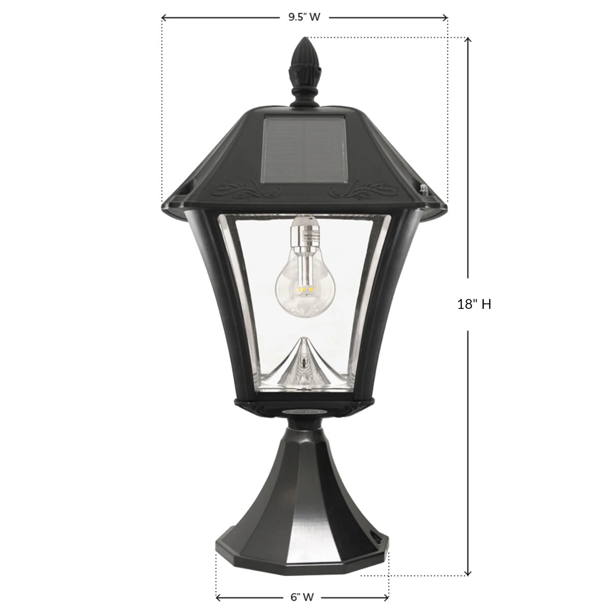 Gama Sonic Baytown II Solar Light in Bright White - Wall/Pier/ 3 in Fitter Mounts - Black Finish