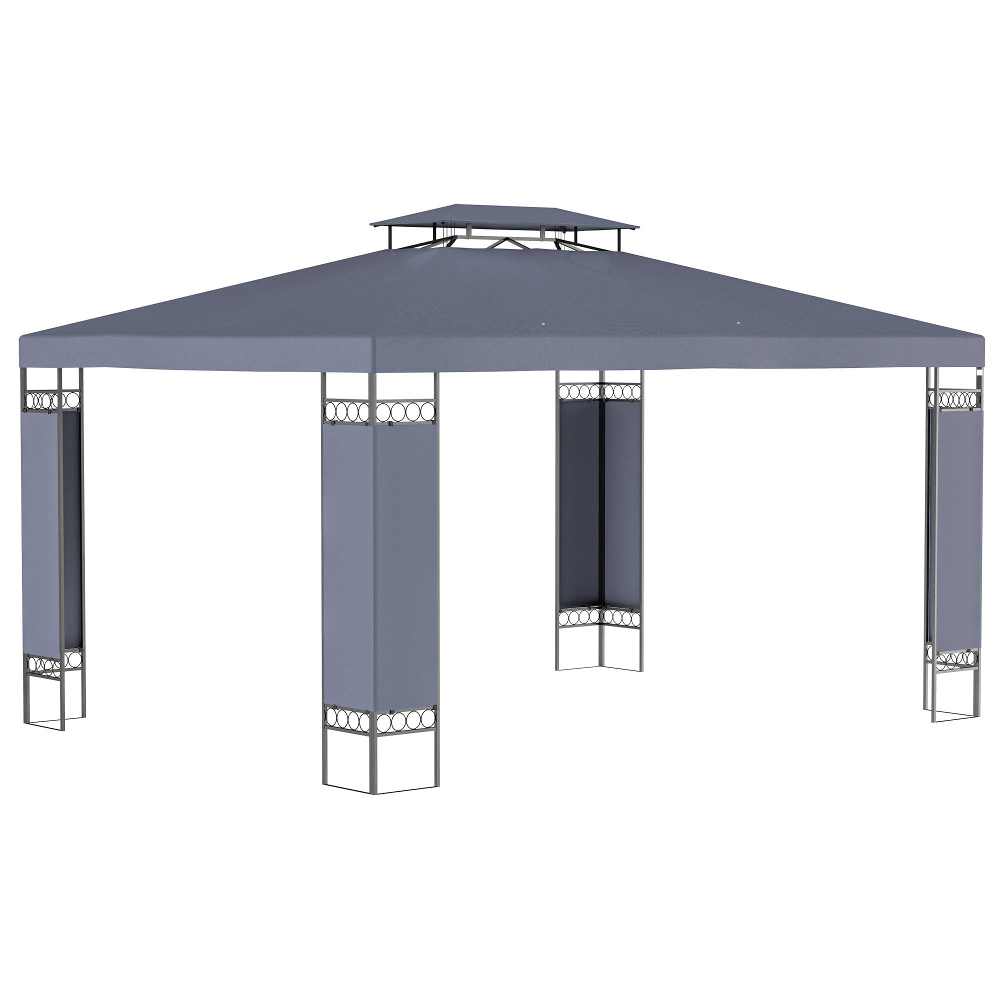 Outsunny 13' x 10' Patio Gazebo Outdoor Canopy Shelter with Double Vented Roof Steel Frame for Lawn Backyard and Deck