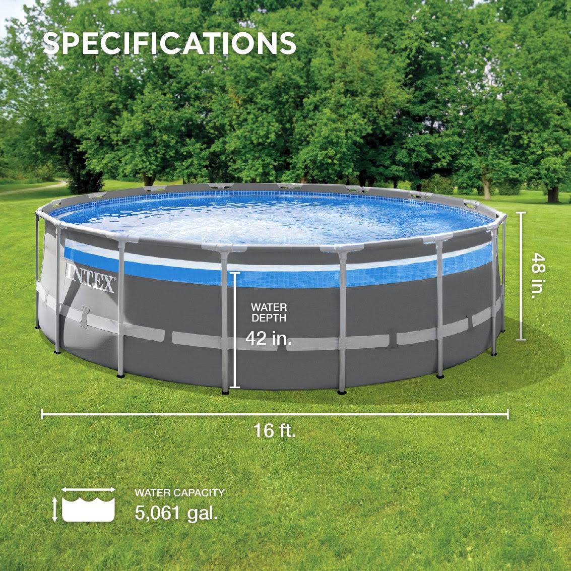 Intex 26729EH 16ft x 48in Clearview Prism Above Ground Swimming Pool with Pump