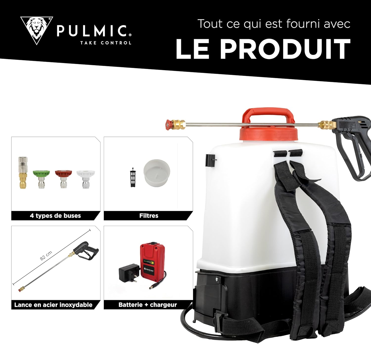 Pulvérisateur électrique toiture 7 bars batterie 25 V lance inox 15 L