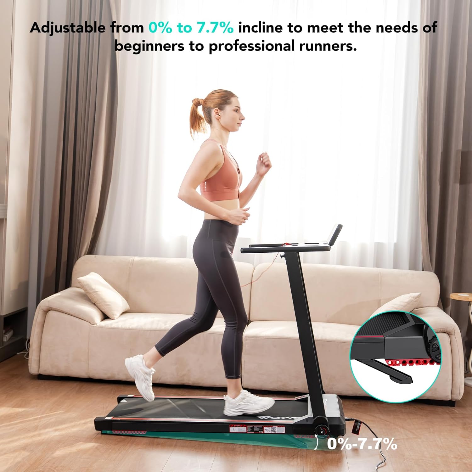 Tapis de course pliable 12 km/h affichage LED app support tablette compact maison bureau
