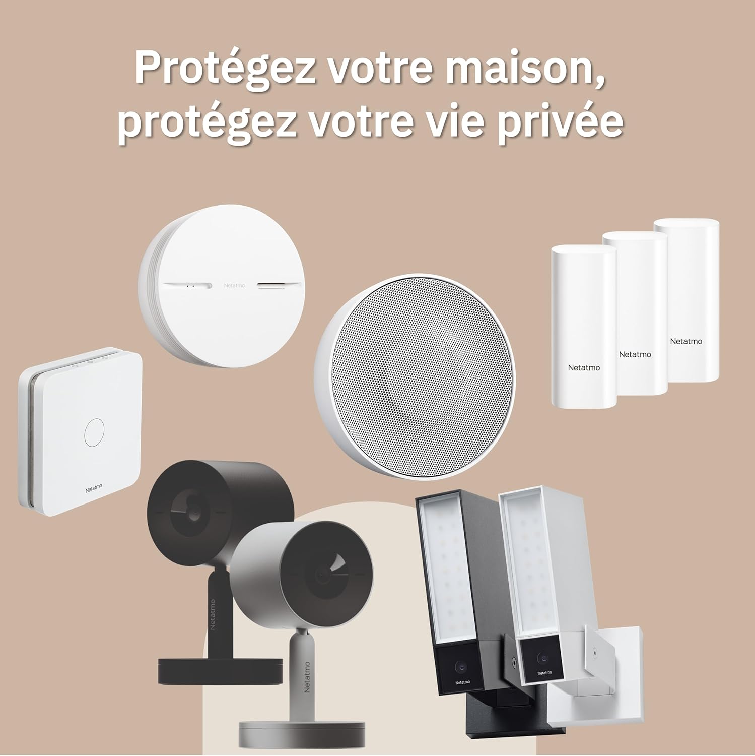 Pack 2 caméras extérieures éclairage intégré détection personnes 1920p WiFi aluminium noir NBU-2-NOC-AMZ