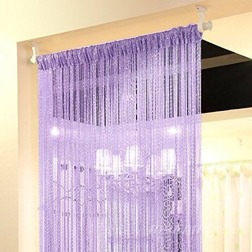 Topixdeals Rare Flat Silver Ribbon Door String Curtain (1 Pack, Purple)