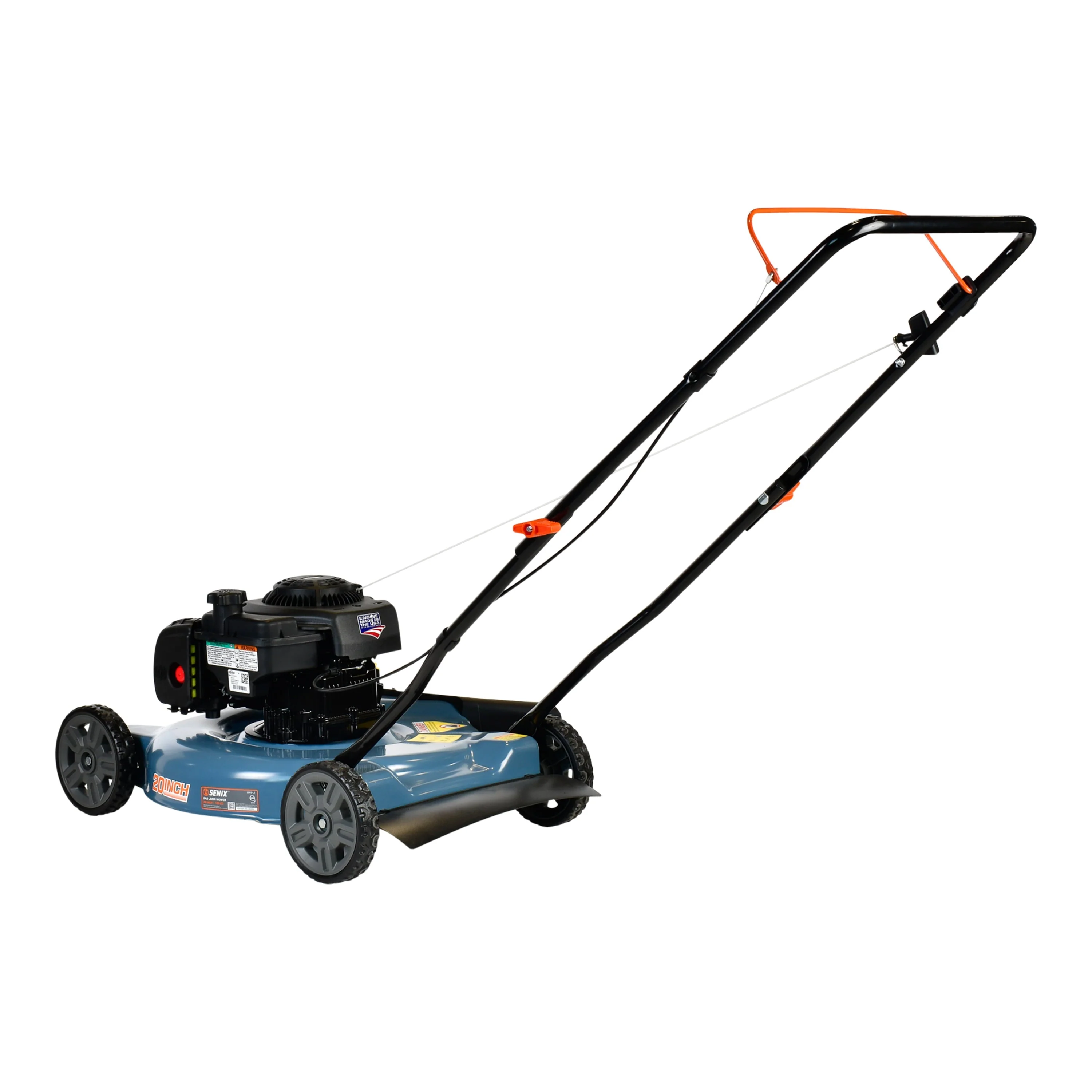 SENIX Gas Lawn Mower, 20 - Inch, 125 Cc 4 - Cycle Briggs & Stratton Engine, Push Lawnmower with Side Discharge, 3 - Position Height Adjustment, LSPG - L2, Blue