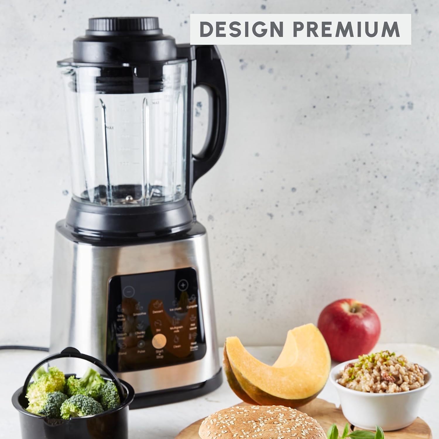 Blender chauffant 1400 W 10 programmes lames amovibles panier vapeur