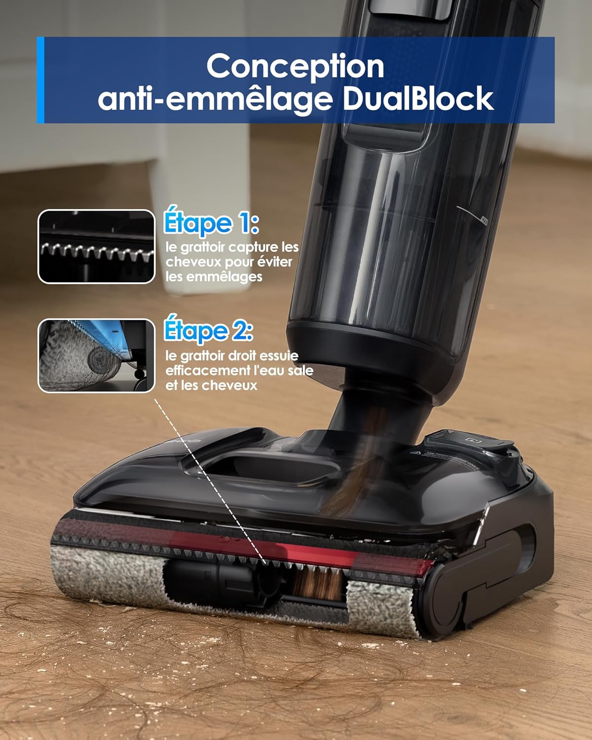 Aspirateur laveur Floor One S7 Stretch Ultra sans fil 180° autonomie 50 min auto nettoyage 85°C nettoyage bords