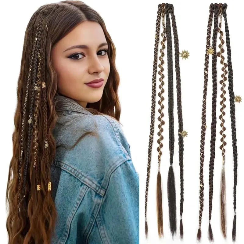 🌿 Boho Beaded Clip-In Braids – Effortless Festival & Everyday Hair Transformation