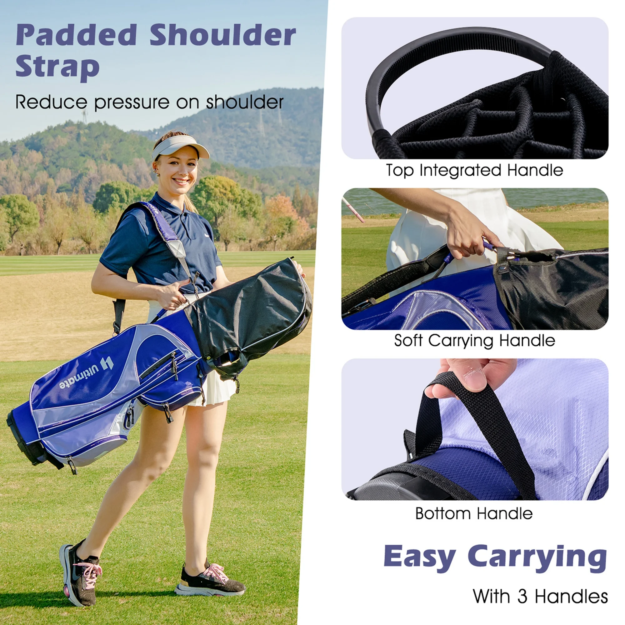 Ultimate Womens Complete Golf Club Set Golf Club Package Set W/ Rain Hood, Right Hand Purple