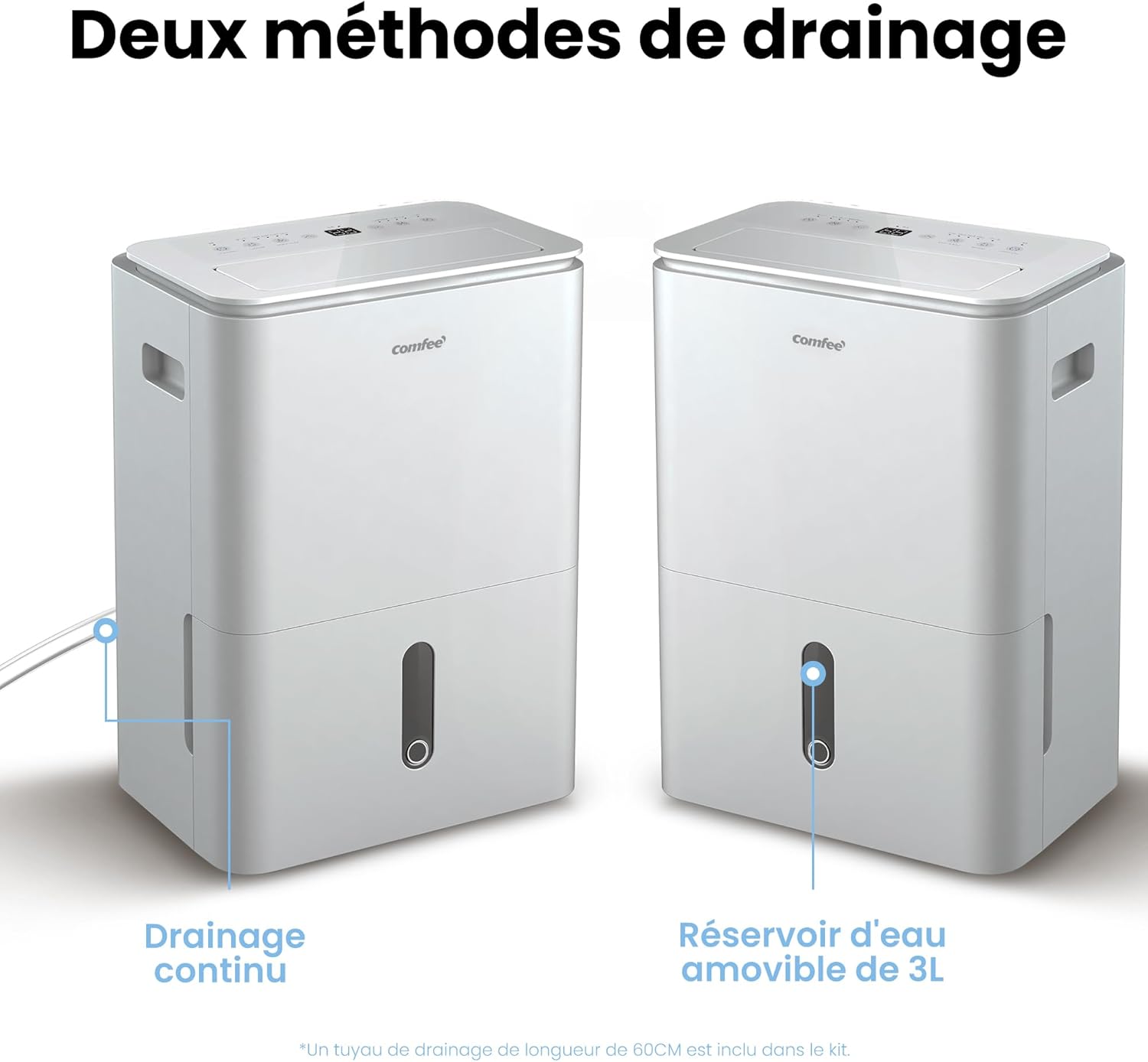 Déshumidificateur 20 L jour connecté réservoir 3 L mode sèche linge