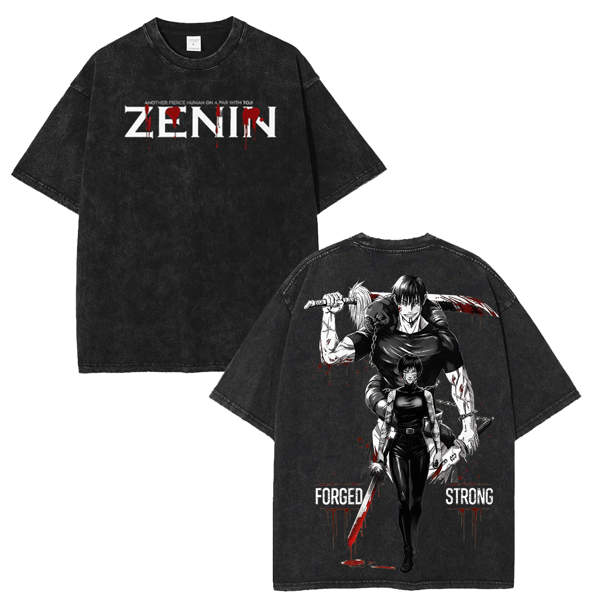 Wash Oversized Graphic Tee Maki Zenin Jujutsu Kaisen Anime Washed Retro Streetwear Shirt