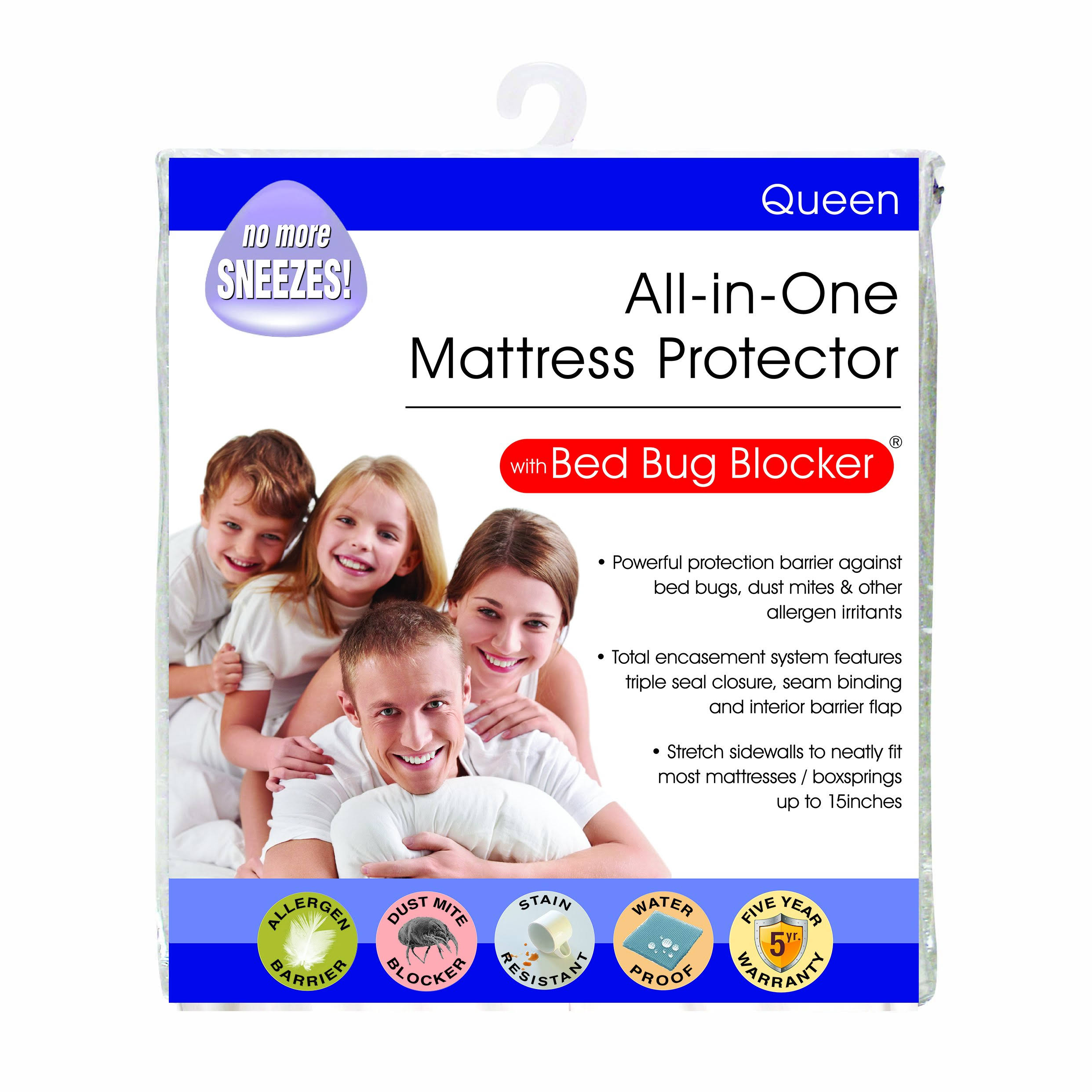 Levinsohn Textile Bed Bug Blocker Zippered All-in-One Mattress Protector, White, Queen