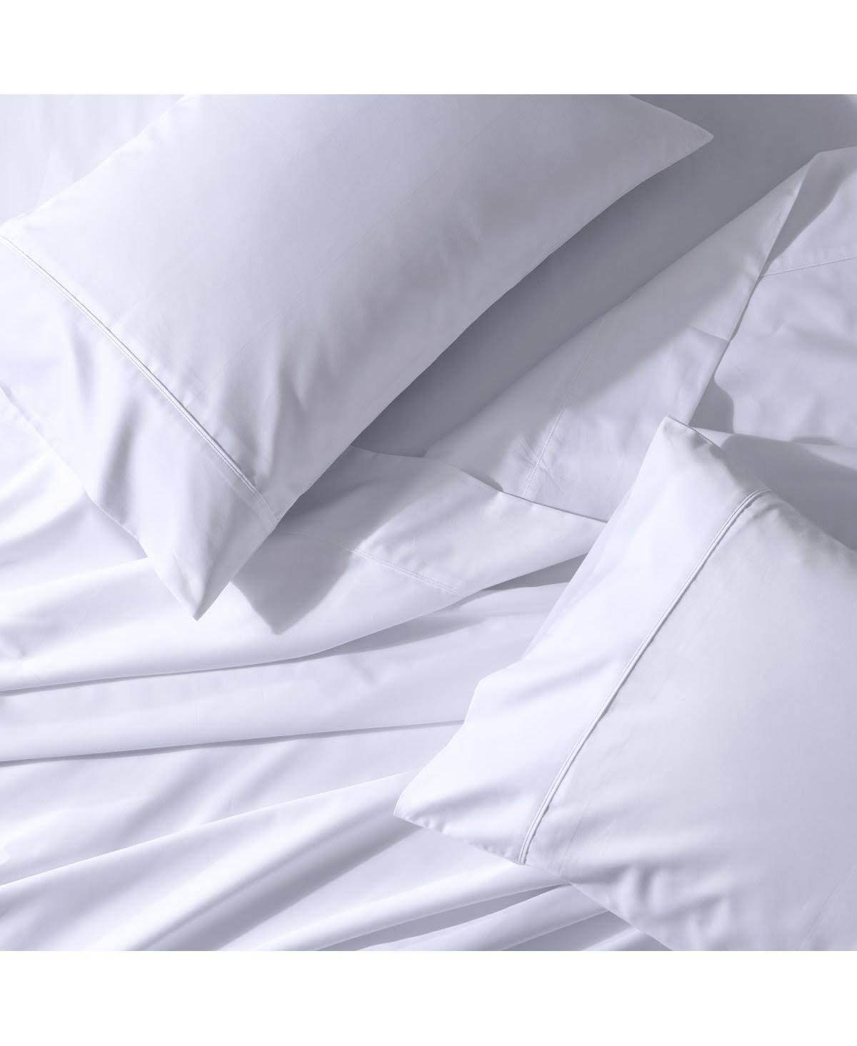 Cool & Crisp Percale Cotton Sheet Set - Made in USA Queen / White