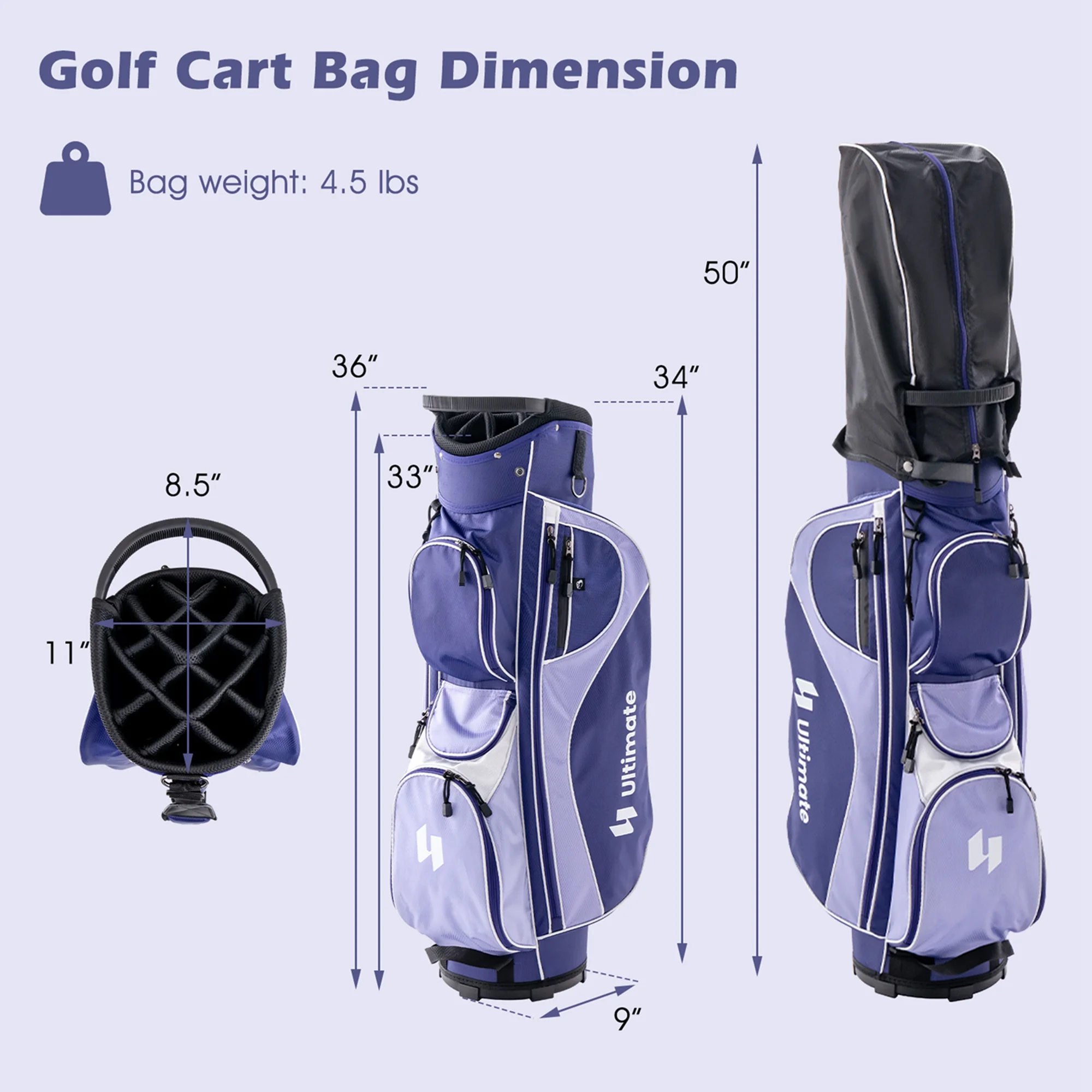 Ultimate Womens Complete Golf Club Set Golf Club Package Set W/ Rain Hood, Right Hand Purple