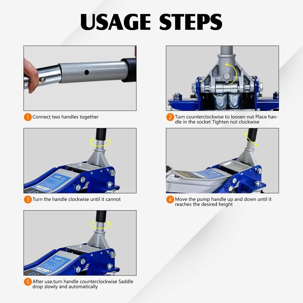 Low - Position Steel Vehicle Floor - Mounted Hydraulic Jack with Dual - Piston Quick - Lift Pump, 3 - Ton(6, 600 lb.) Capacity
