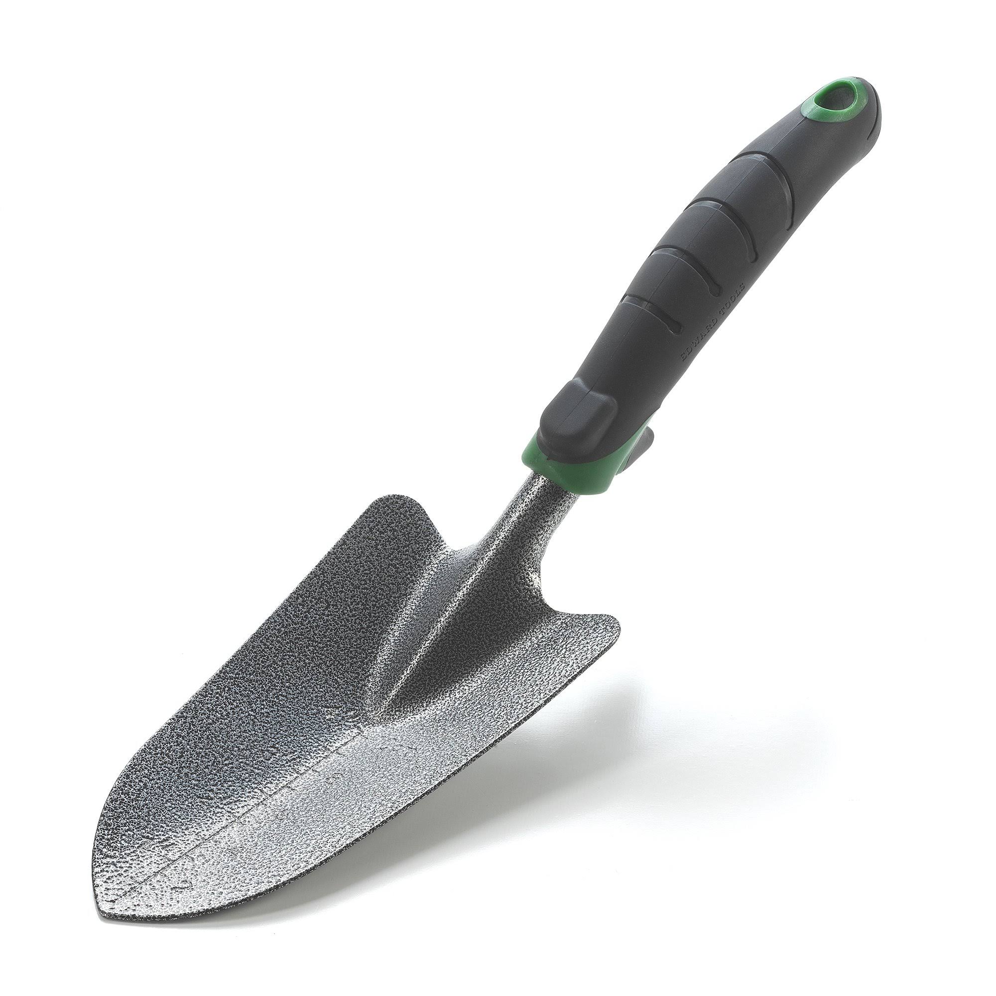 Edward Tools Garden Trowel - Heavy Duty Carbon Steel Garden Hand Shovel with Ergonomic Grip - Stronger Than Stainless Steel - Depth Marker