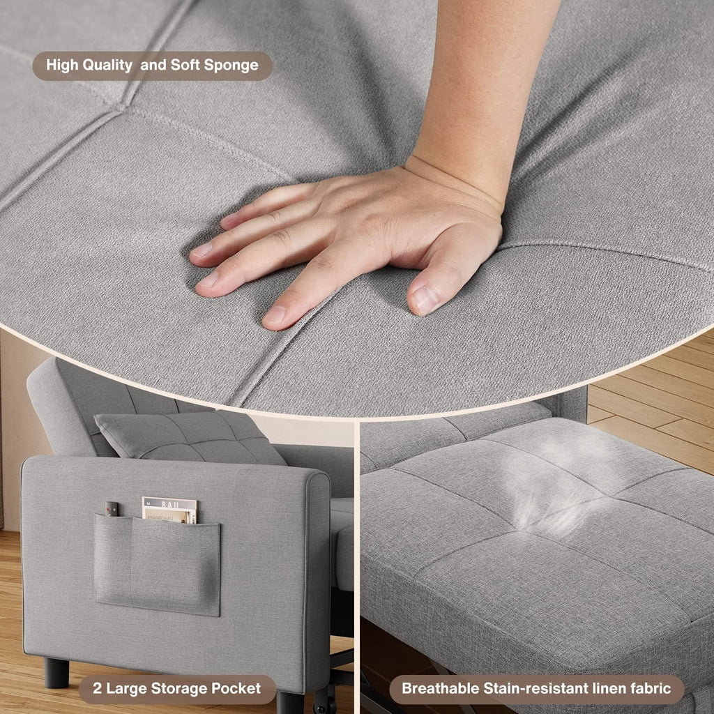 Convertible Sleeper Chair, Aiho 3 - in - 1 Convertible Sofa Bed Recliner Chair with Pull Out Couch - Dark Gray